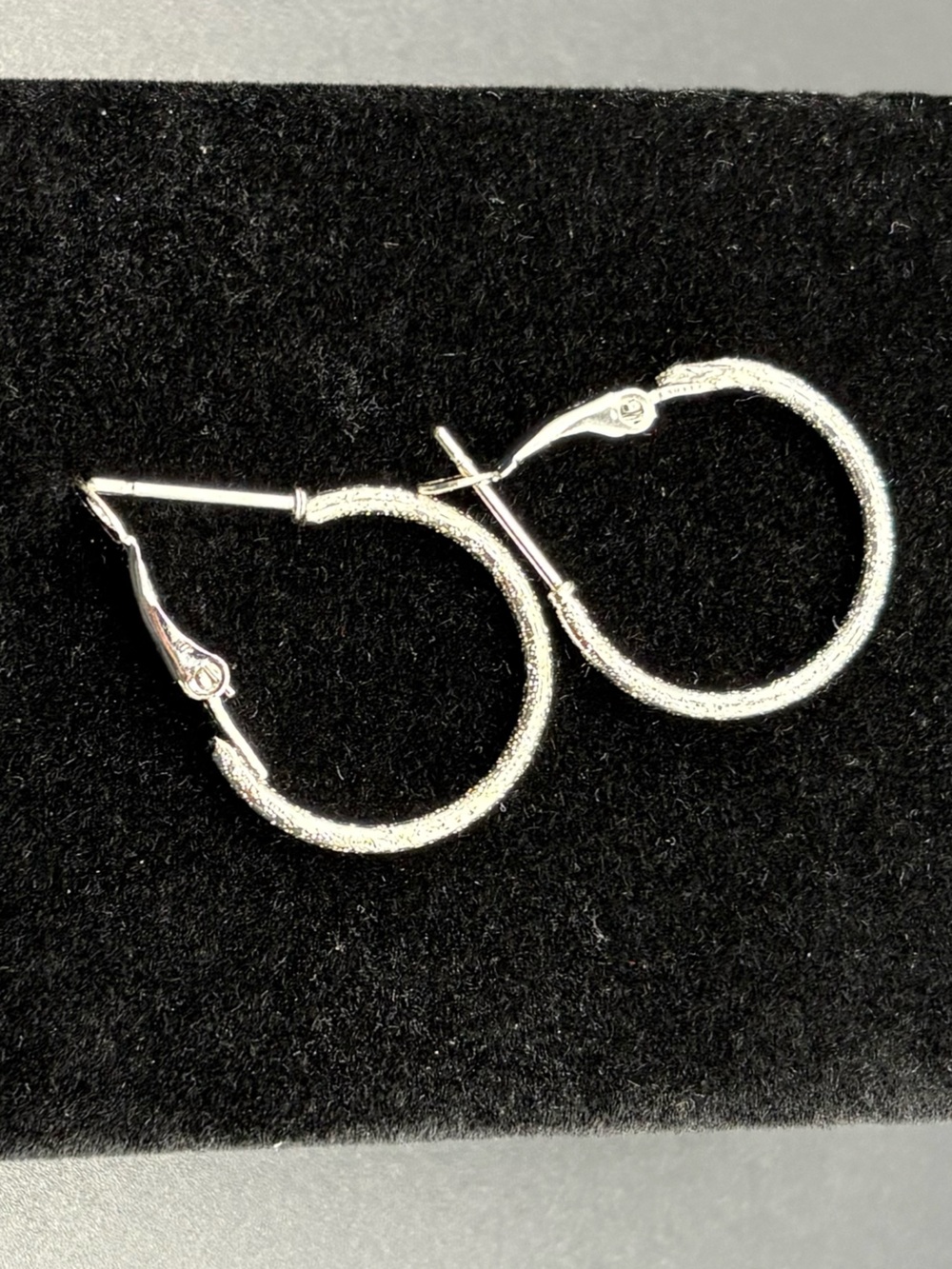 Textured Silver Loop Earrings - Sparkling Silver Hoops